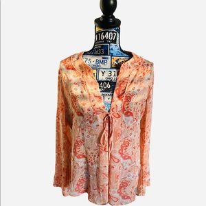 New York & Co. Sheer long sleeved tunic blouse.